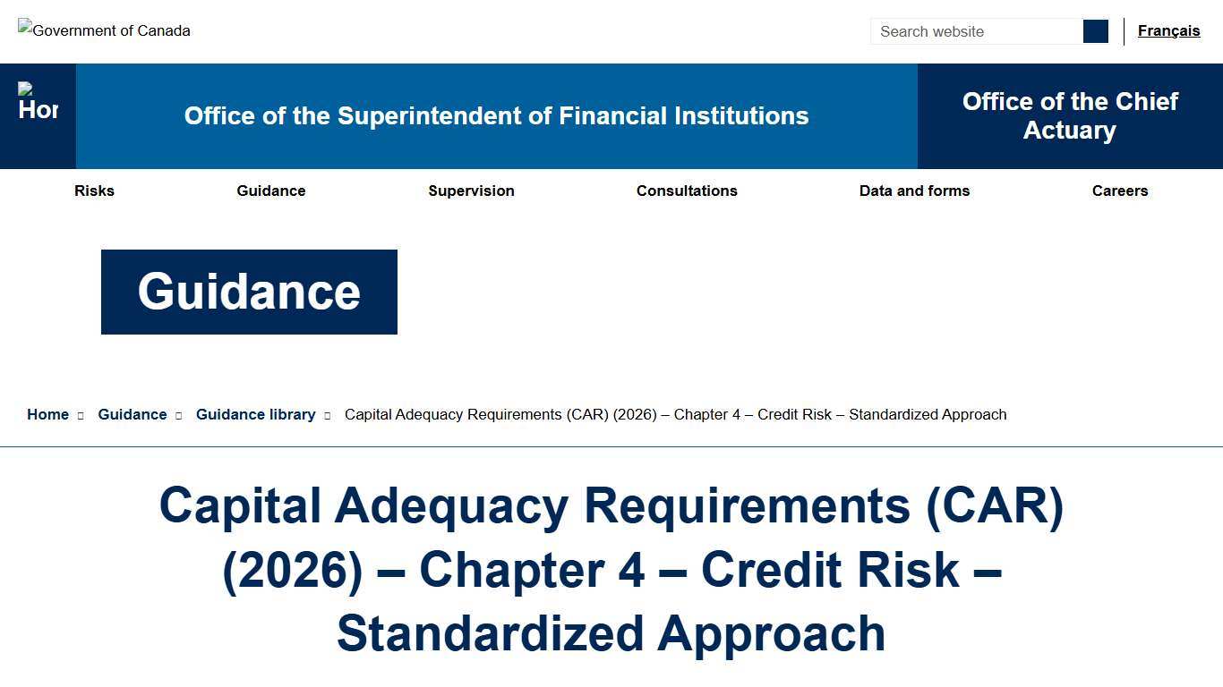 Capital Adequacy Requirements (CAR) (2026) – Chapter 4 – Credit Risk – Standardized Approach - Office of the Superintendent of Financial Institutions